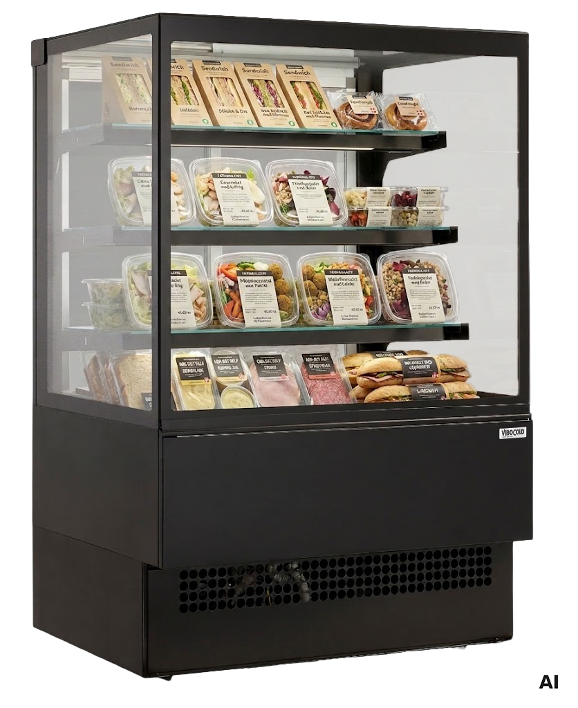 Black convenience cooler with straight front glass